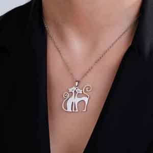 Cat Necklace for Women - Perfect Gift for Cat Lovers in Gold and Silver Finish