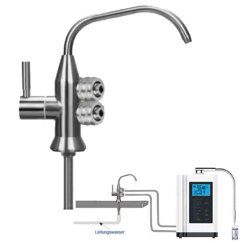 Ce robinet spécial en acier inoxydable est idéal pour le raccordement d'un ionisateur d'eau